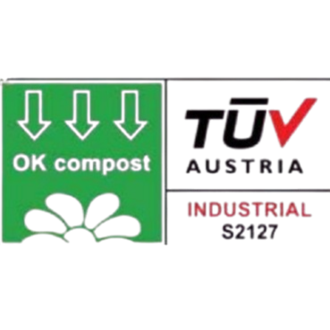 certificati OK Compost | TUV Austria S2127, a conferma che il nostro prodotto è compostabile industrialmente ed ecologico